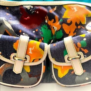 Denim graffiti handbag